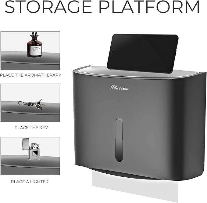 Paper Towel Dispenser Wall Mount, Adhesive No Drilling Multifold Trifold Cfold Commercial Hand Towel Dispenser,Silver-PN6015