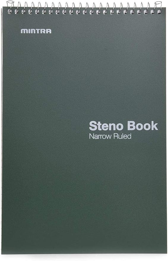 Mintra Office Steno Books (Poly Steno 8pk (Arctic Ice, Green Olive, Charcoal), Narrow Ruled)