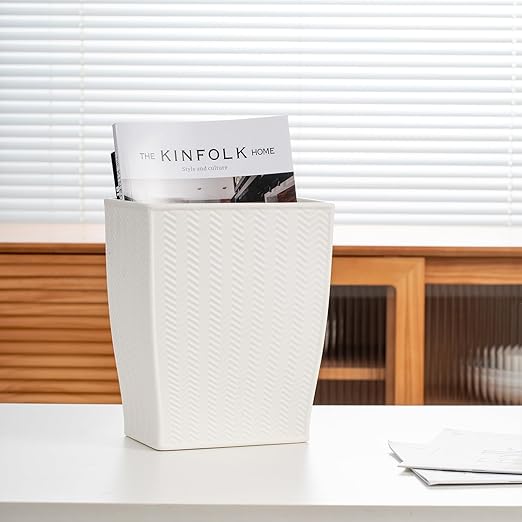 White Bathroom Trash Can, Stylish 1.32 Gallon/5 Liter Waste Basket for Living Decor, Bathroom, Office,Party,Room,Kitchen