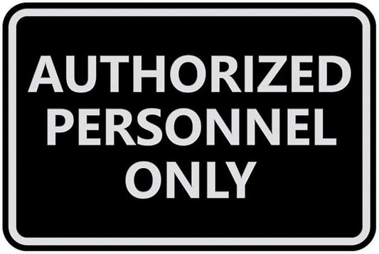 Signs ByLITA Classic Framed Authorized Personnel Only Sign (Black/Silver) - Medium 2 Pack