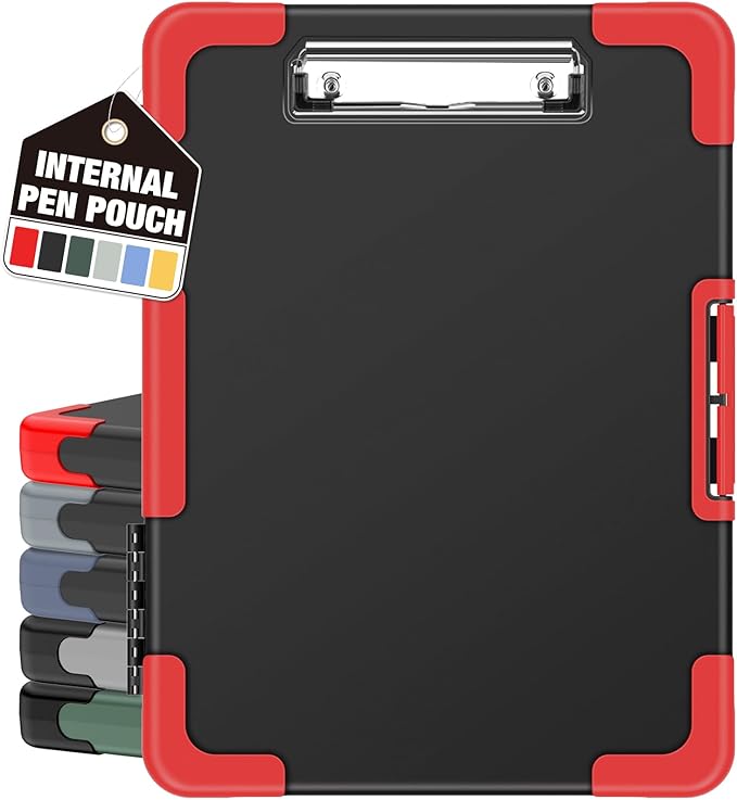 Sooez Toughest Clipboard with Storage, Internal Pen Pouch Included, Letter/ A4 Size, Shockproof Heavy Duty Plastic Clip Boards 8.5x11”, High Capacity Clipboards Box Case for Contractor Trucker Driver