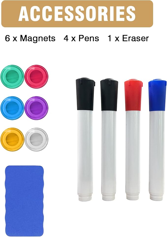 60"X 48" Large Magnetic Dry Erase Whiteboard, Wall Hanging Board with 4 Pens & 1 Dry Erasers & 6 Magnets, Sliver Aluminum Frame White