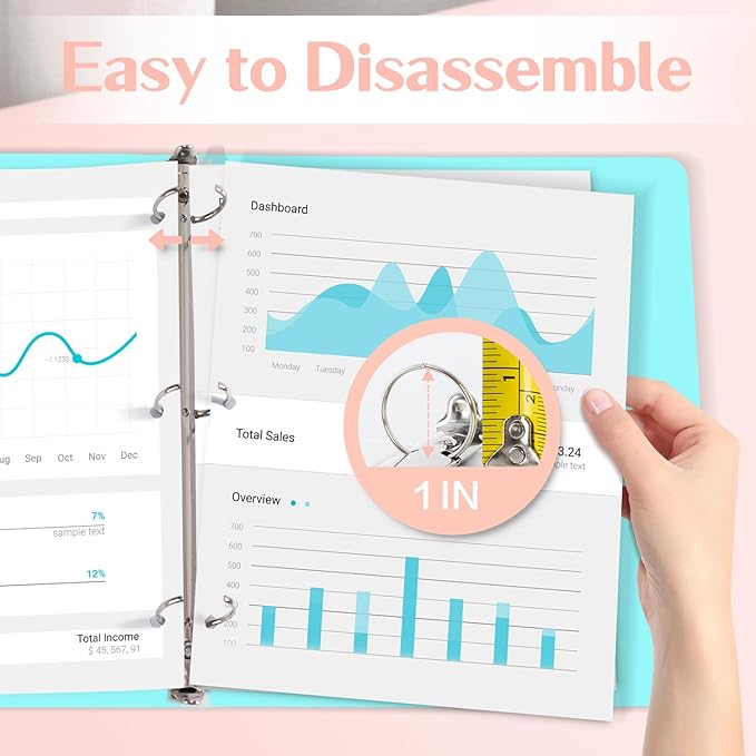 Deli 1-inch 3 Ring Binder with 2 Interior Pockets, 175 Sheets Capacity, 1 inch Binders fits 11" x 8.5" US Letter Size, Assorted 6 Pastel Colors, 6 Pack