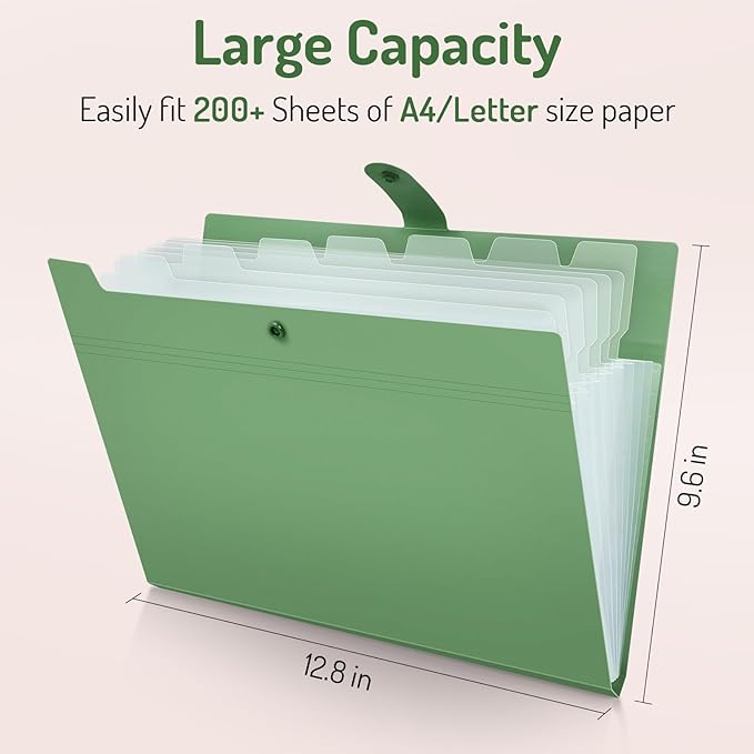 Forvencer Expanding File Folder with 8 Pocket, Letter Size Accordion File Organizer, Portable Folders for Documents, Cute Paper Organizer, Filling Products for School Office Supplies, A4 Size, Gray