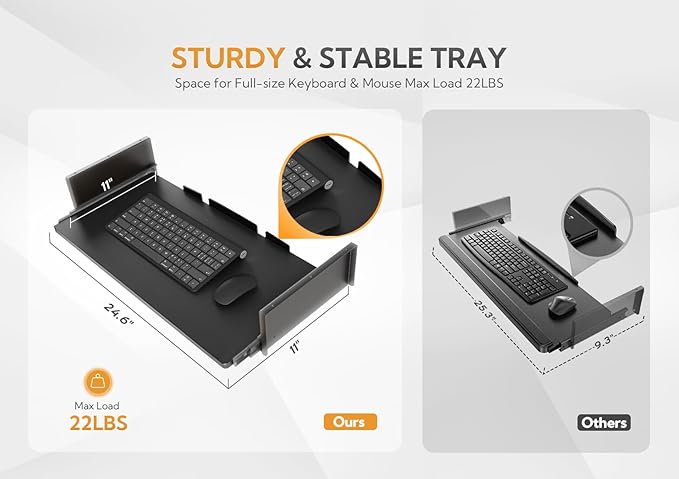 Claiks Standing Desk with Keyboard Tray, Standing Desk Adjustable Height, Raising Desks for Home Office and Computer Workstation, 55 Inches, Black