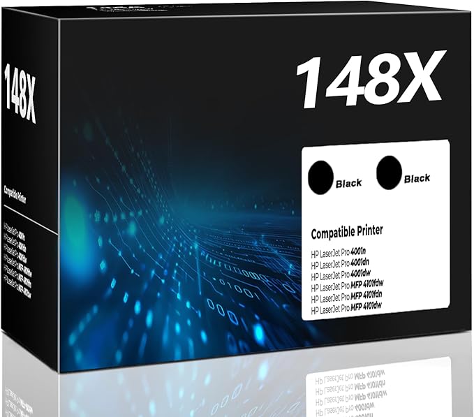 148X 148A High Yield Toner Cartridge 2 Pack with Chips Compatible Laser Jet Pro 4001n 4101fdw 4001dn for HP148X HP148A W1480A Black Toner Cartridges for HP 148X HP 148A for HP MFP 4101fdw 4101fdn