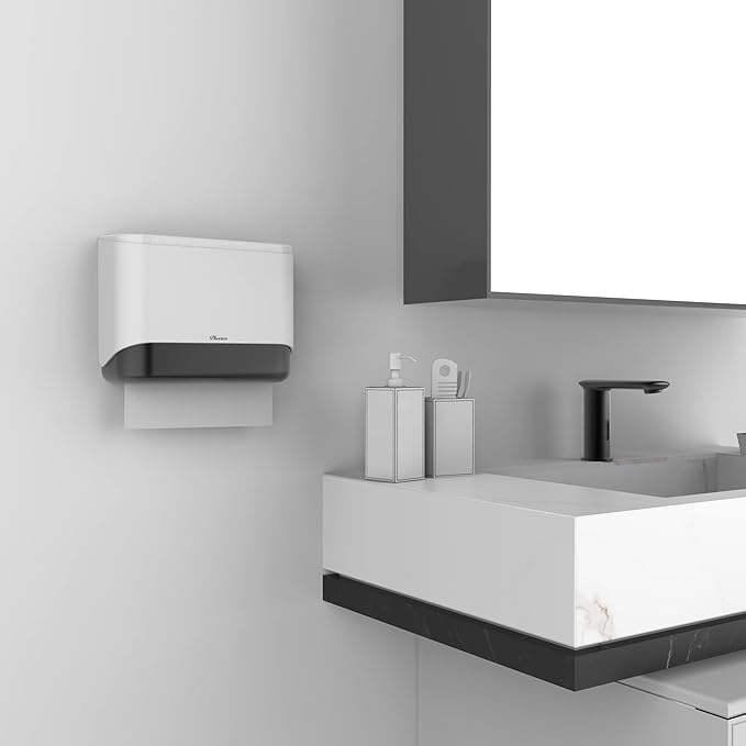 Paper Towel Dispenser Wall Mount, Adhesive No Drilling Multifold Trifold Cfold Commercial Hand Towel Dispenser,White-PN6012