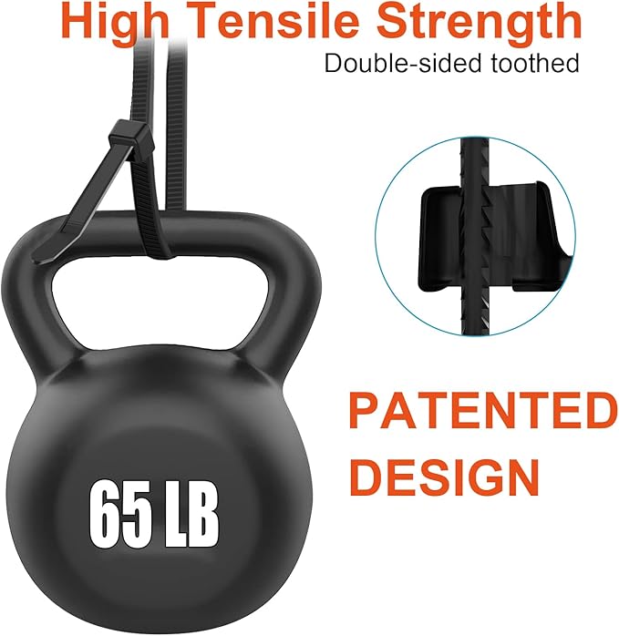 8 Inch Zip Ties Double Sided Toothed (Bulk 2X1000 Pack Black),65lbs Tensile Strength Heavy Duty Cable Wire Ties with Self-Locking Adjustable Nylon Tie Wraps for Indoor Outdoor (Patented Design)