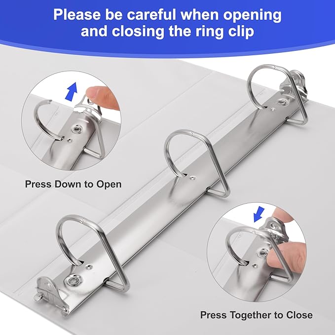 Comix Sturdy 1.5 Inch D-Ring Binders, 1.5'' 3 Ring Binder with Clear View Cover, 1-1/2 Inch Rings Holds 350 Sheets of 8.5" x 11" Paper, 6 Packs (White)