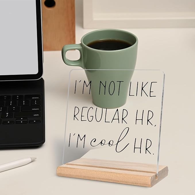 Funny HR Gifts for Human Resource HR Office Decor, I'm Not Like Regular HR I'm Cool HR Acrylic Decorative Sign, Funny Office Gifts for HR