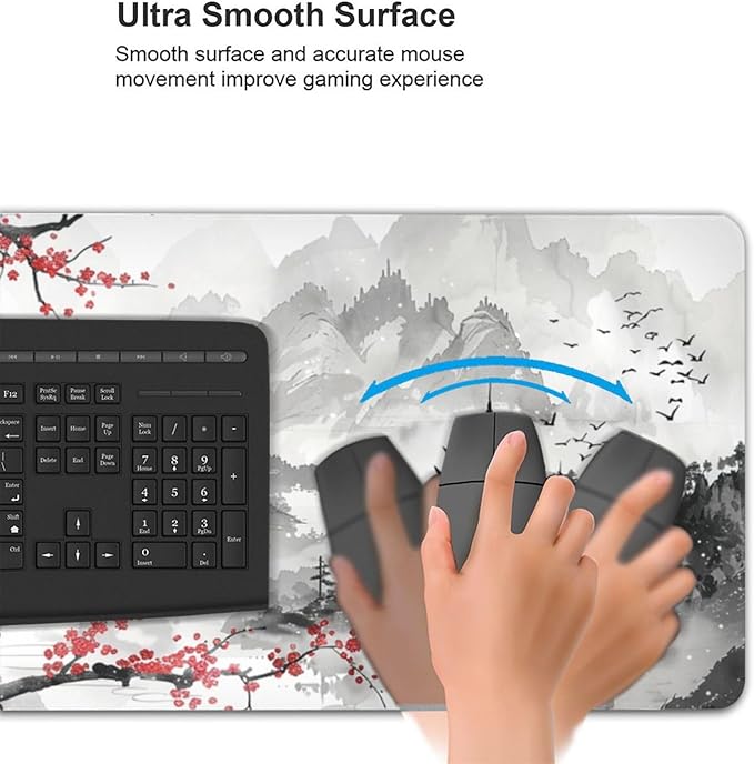 35.4 x 15.7 in, Waterproof XXL Large Mouse Pad for Desk, Extended Keyboard Mouse Mat for Computer Office, Big Laptop Mouse pad, Gaming Pc-Japanese Watercolor Cherry Blossom