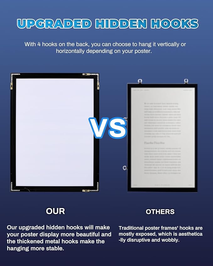 18" x 24" Led Movie Poster Frame LED Light Box Display Sign Holder in Black, Wall Mounting, Aluminum Profile, Magnetic Led Poster Frame for Movie Poster Advertising Display