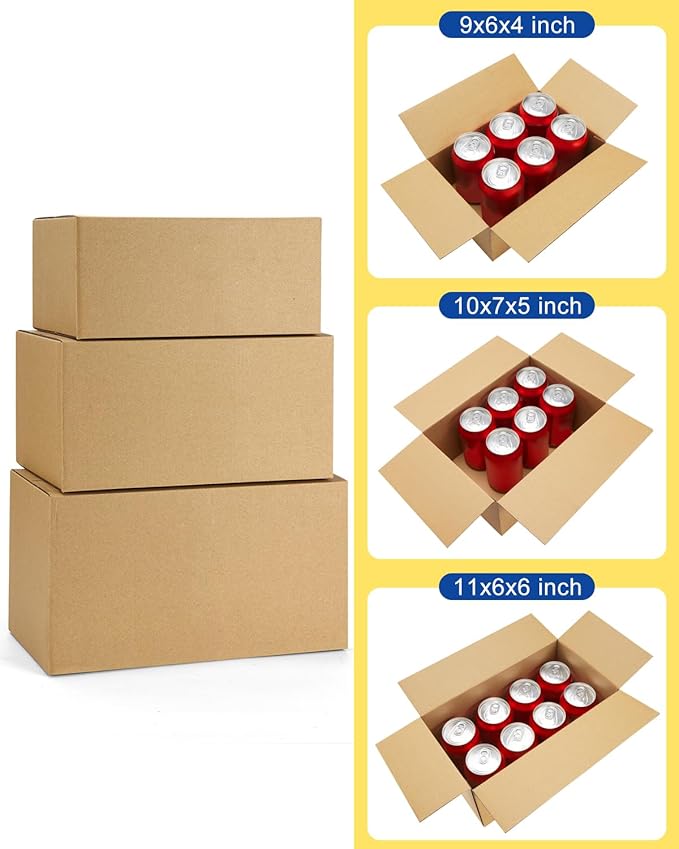 Assorted-Sizes-Shipping-Boxes-45-Pack: 9x6x4 & 10x7x5 & 11x6x6 Small-Shipping-Boxes-Mailers, Brown Corrugated-Cardboard-Boxes-for-Packing-Small-Business Mailing