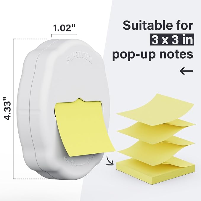SMART&COOL Magnetic Pop-Up Note Dispenser for 3 x 3 in Pop-Up Sticky Notes, 1Pack, White (Notes Not Included)