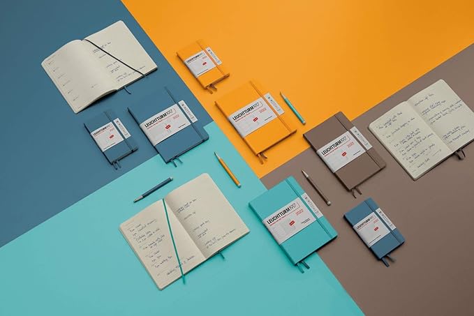 LEUCHTTURM1917 - Notebook Hardcover Medium A5-251 Numbered Pages for Writing and Journaling (Stone Blue, Ruled)