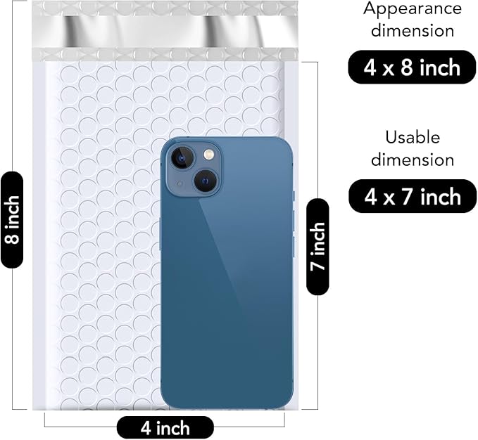 Fuxury Bubble Mailers 4x8" White Padded Envelopes 19200 Pack Bulk Strong Adhesion Full Pallet of Padded Mailers Thick Bubble Envelopes for Small Business Mailing Small Items,Jewelry,Makeup