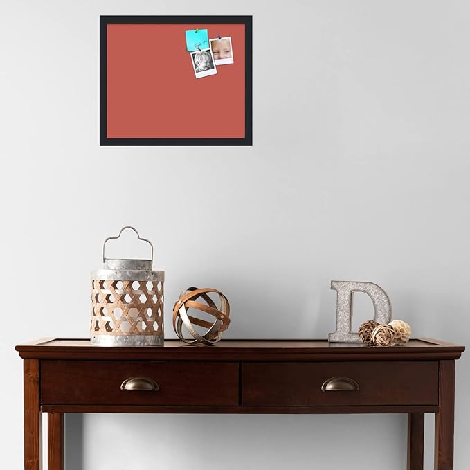 PinPix 18x15 Inch Cork Bulletin Board. This Decorative Framed Pin Board Comes with Crimson Pastel Design and a Satin Black Frame. Ideal for Home Office Decor or Message Board (PinPix-1807)