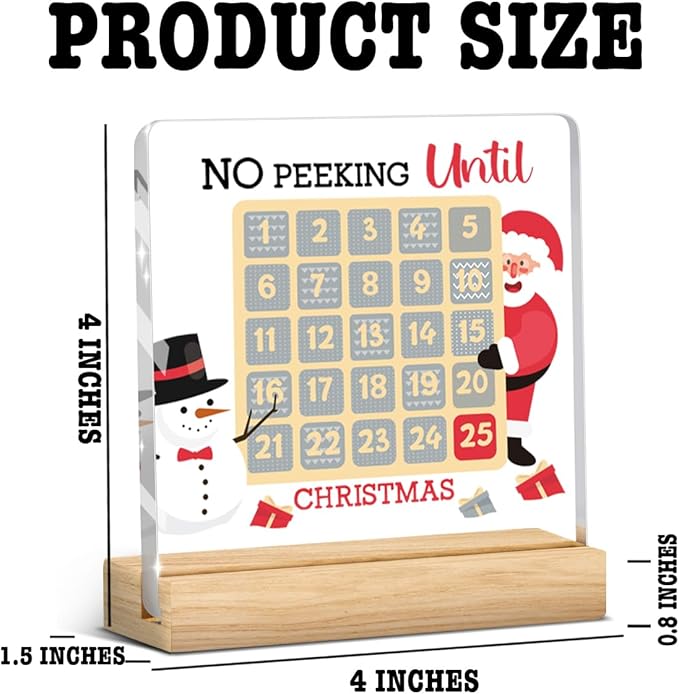 Funny Christmas Decorations,Christmas Countdown Calendar Decor, Funny Desk Decor,Wipeable Acrylic Sign Gifts for Friend Men Women with Wood Stand 4 X 4 Inch