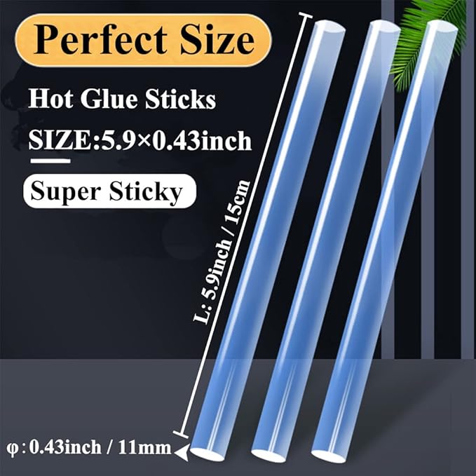 MONVICT Hot Glue Sticks, Pack of 50 (1.54 lb) 6"Long 0.43" Diameter Full-Size Hot Glue Gun Sticks Art Glues Pastes Hot Melt Sticks for Most Large Glue Guns, Clear Glue Sticks for DIY, Arts & Crafts