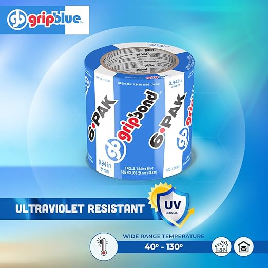 Blue Painters Tape 1 Inch Wide, 6 Rolls Masking Tape - Perfect for Precise Lines on Walls & Trim, Multi-Surface, Residue-Free, Easy Removal - Ideal for Indoor & Outdoor Use, 0.94in x 60yds