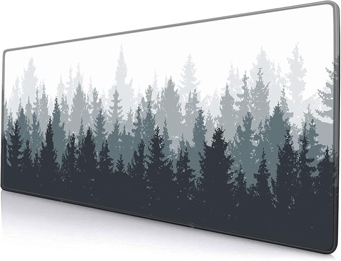 Gaming Mouse Pad Large, Keyboard Mouse Mat Desk Pad, Non-Slip Rubber Base with Stitched Edges Mousepad, 31.5X11.8 inch Misty Forest Tree