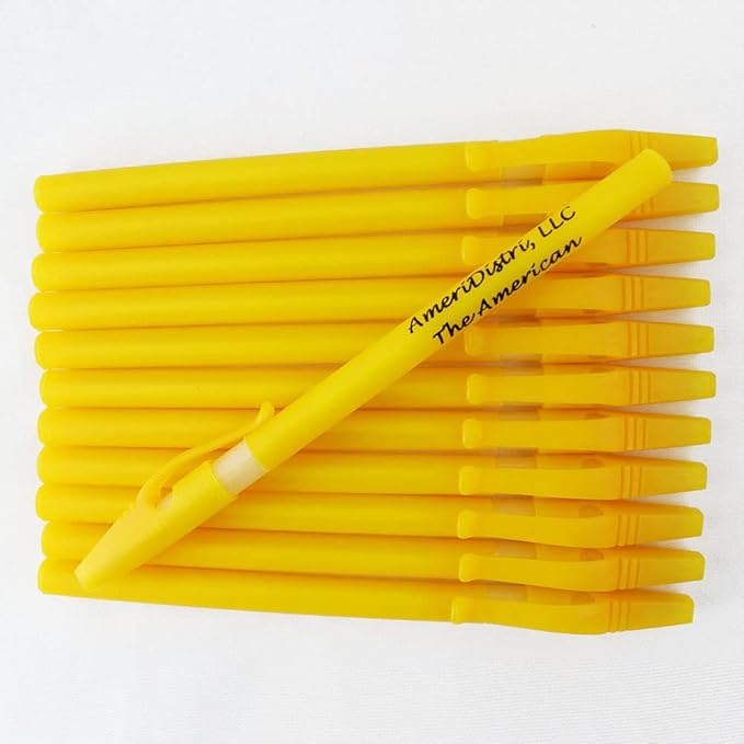 ezpencils - Personalized - Solid Yellow Colored body with a white Silicone Gripper - Willowy Pens - Free Personalization