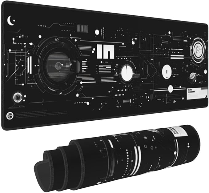 Mechanical Mouse Pad 31.5 X 11.8 Inch Big Desk Rubber Base Stitched Edges Keyboard Pad Spaceship XXL Mouse Mat for Home Game and Office