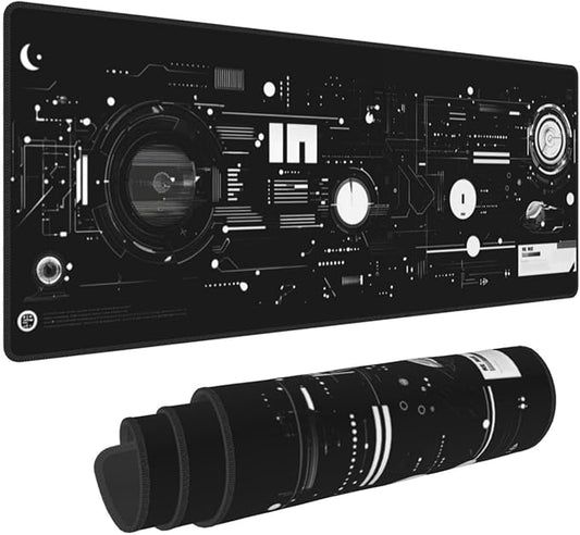 Mechanical Mouse Pad 31.5 X 11.8 Inch Big Desk Rubber Base Stitched Edges Keyboard Pad Spaceship XXL Mouse Mat for Home Game and Office