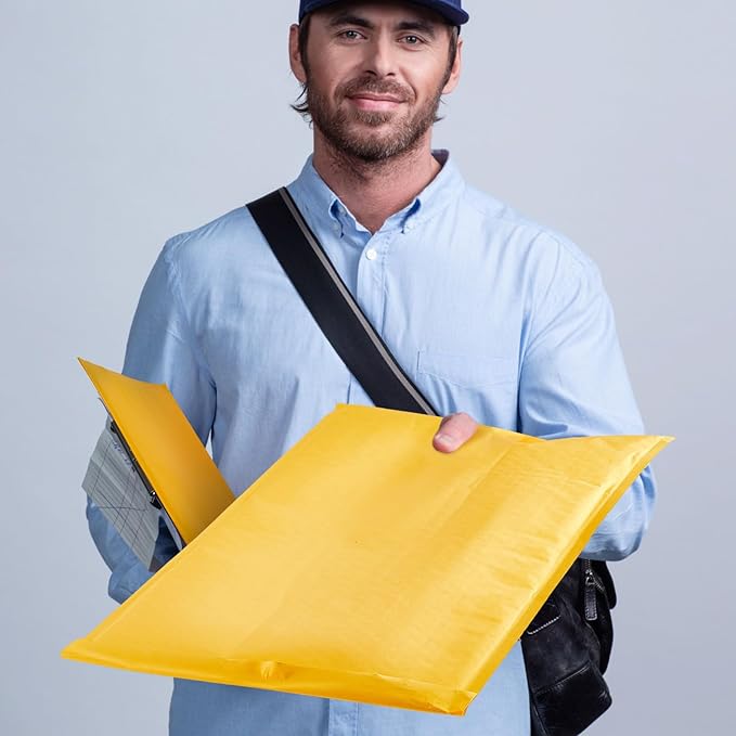 Henoyso 30 Pcs Extra Large Bubble Mailers 14 x 19 Inches Resealable Padded Envelopes Waterproof Shipping Bags Poly Padded Mailers Bulk for Mailing Packaging Small Business(Yellow)