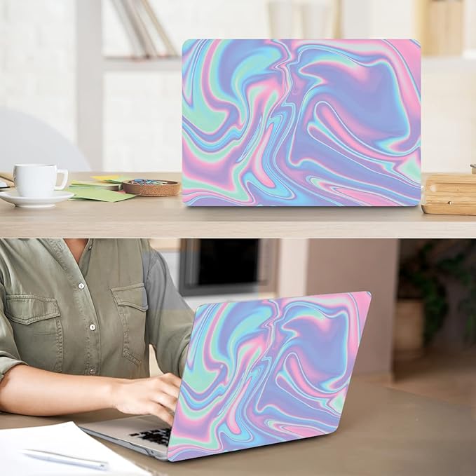 Compatible with MacBook Air 13 inch Case 2022 2021 2020-2018 Release M1 A2337 A2179 A1932 with Touch ID, Hard Print Case + Keyboard Skin + Webcam Cover + Screen Protector, Abstract Liquid