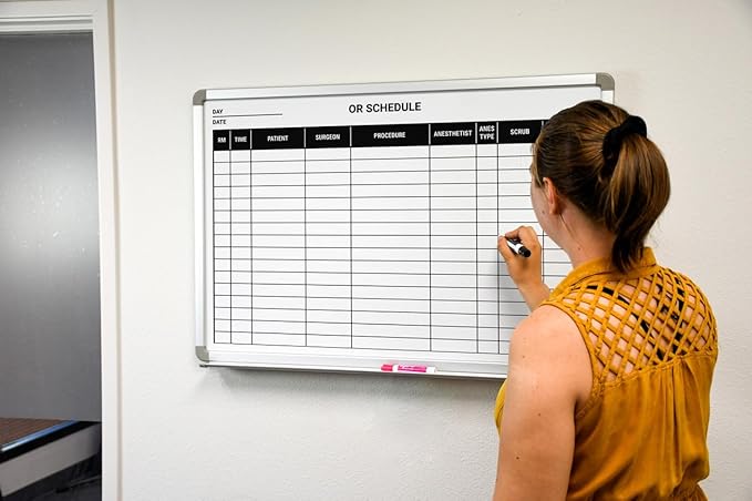 OR Schedule Dry-Erase Hospital Whiteboard (Version 2) 48" x 36"