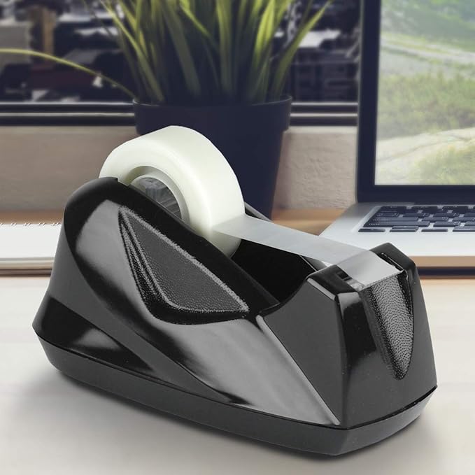 Acrimet Premium Desktop Tape Dispenser, Plastic, Non-Skid Base (Heavy Duty) (Black Color)