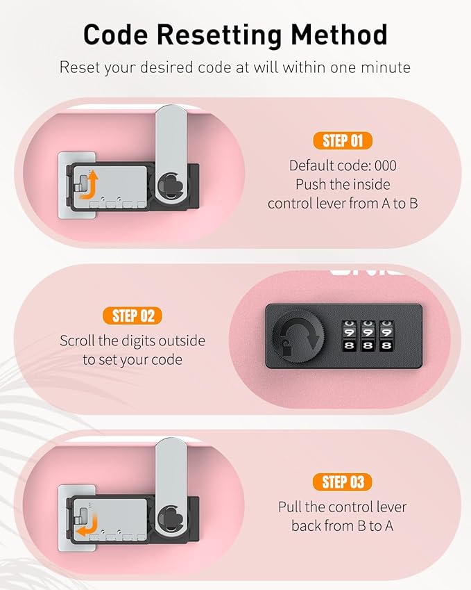 Uniclife Pink Metal Wall Mounted Mailbox with Top Slot, Key Drop Box with Combination Lock for Outside, Donation Box Collection Boxes, Safe Suggestion Boxes, Steel Cash Drop Chest