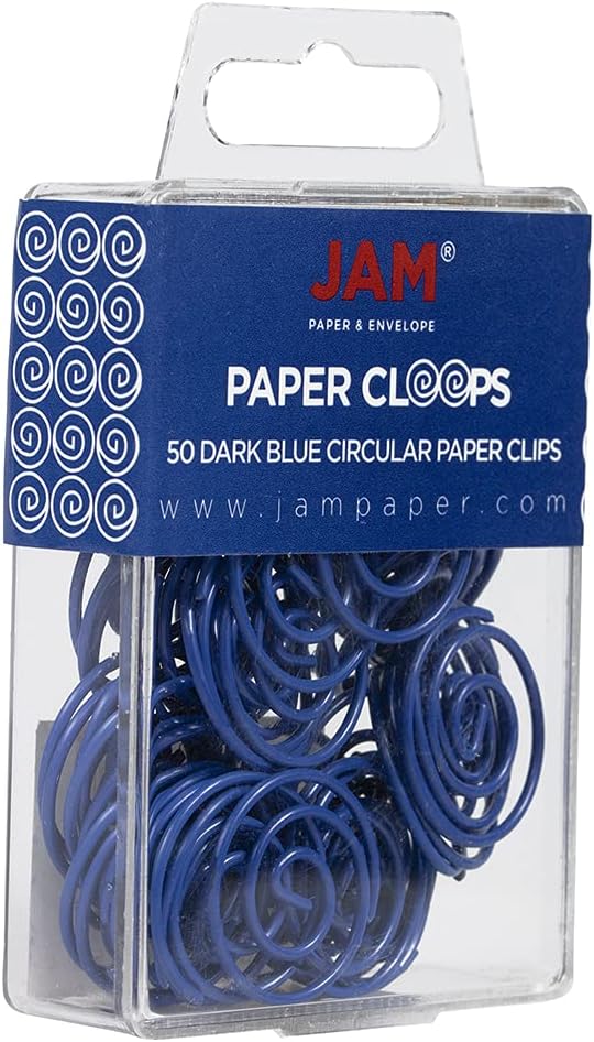 JAM PAPER Circular Paper Clips - Round Paperclips - Dark Blue - 50/Pack