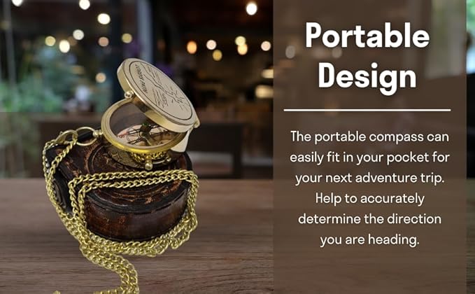 Brass Compass Engraved with Religious Scripture Verse - Ideal Gift for Son, Grandson, Daughter - Perfect for Baptism, Communion, Church and Graduation Day Present