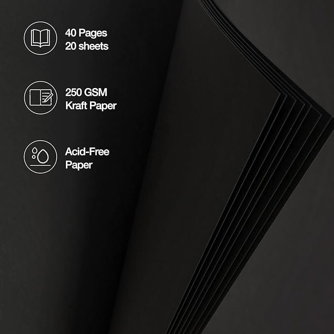 potricher 8 x 8 Inch DIY Scrapbook Album 40 Pages Hardcover Kraft Paper Scrap Book Photo Albums Memory Book for Wedding and Anniversary Family (Black, 8 Inch)