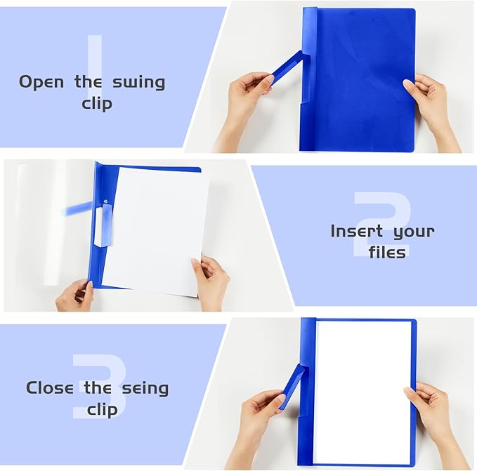 Maitys 25 Pack Clear Report Covers with Clip 11.4 x 9 Inch Presentation Folders Transparent Front Cover Portfolio Folder Resume Folder Interview Report Folders for Letter Size(Multicolor)