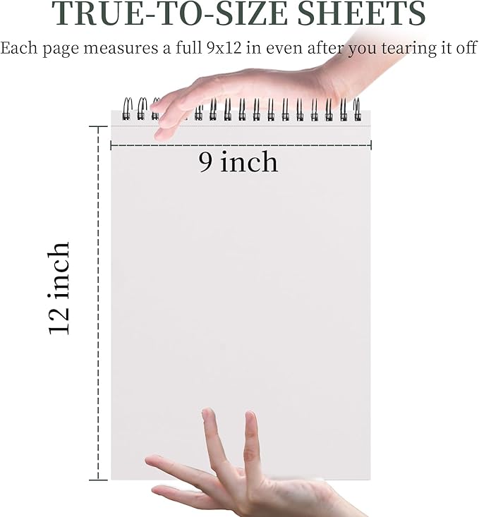 SuFly Sketch Book 9x12, Drawing Paper Pad-68lb/100gsm, Top Spiral Sketchbook Hardcover, 100 Sheets Sketch Pad for Kids Classroom Art Supplies for Adults-Sketchpad for Drawing, Illustration & Art Stuff