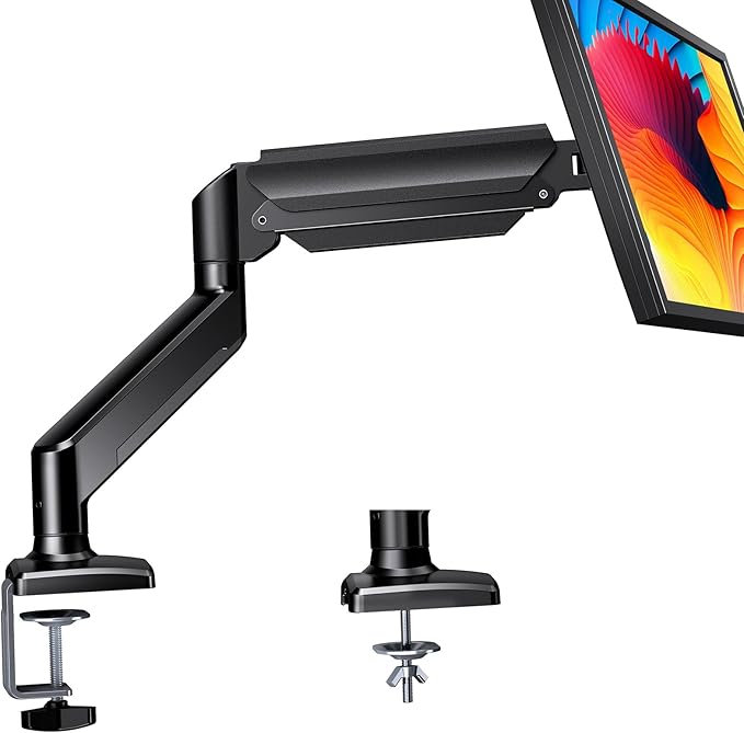 ErGear Single Monitor Arm for 13-34 inch Screens, Adjustable Gas Spring Monitor Mount Holds up to 22 lbs, Computer Monitor Stand with VESA Mount, C-Clamp & Grommet Base, Max VESA 100x100mm,