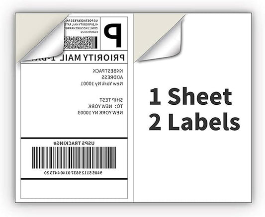 Shipping Label 2 per Sheet /8.5 "x 5.5" Mailing Labels for Laser and Inkjet Printers, Half Page Self Adhesive Sticker Labels for Packages(100 Sheets, 200 Labels)