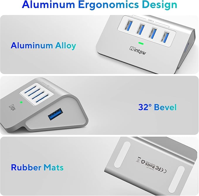 USB 3.0 Hub,Aluminum 4 Port USB Data Hub 3.0 Multi USB Port Expander Dongle USB Extension Multiport Adapter with 3.3ft Cable USB Splitter for Laptop, PC/Xbox/Flash Drive/Printer/Camera/Keyborad/Mouse