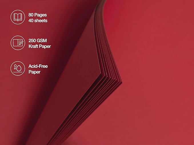 potricher 8 x 8 Inch DIY Scrapbook Photo Album 80 Pages Thick Kraft Blank Red Paper Memory Book for Wedding and Anniversary Family (Red, 8 Inch)