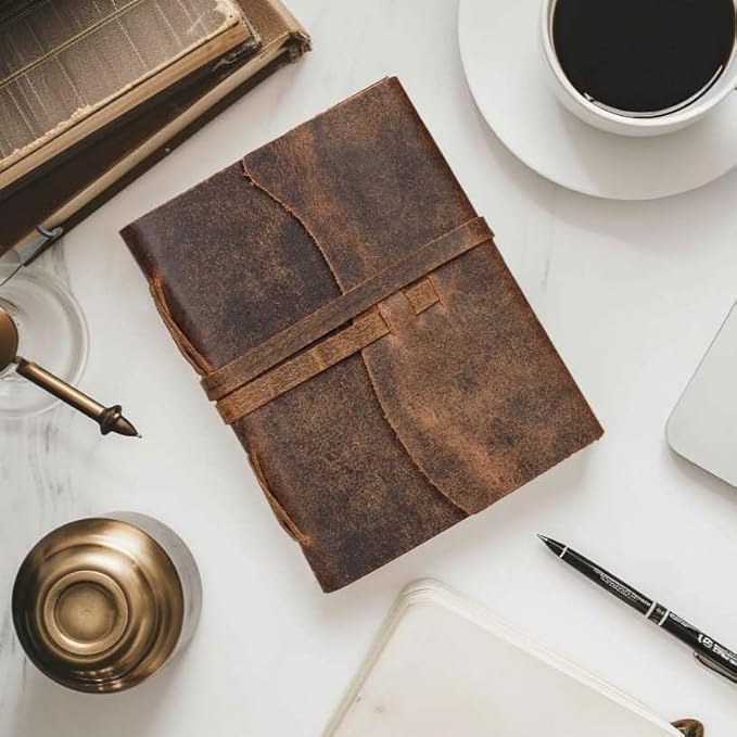 LEATHER VILLAGE Vintage Leather Journal A4 - Brown | 240 Lined Pages | Rustic Notebook for Travel, Office & Personal Use | Handmade College Ruled Diary for Men & Women
