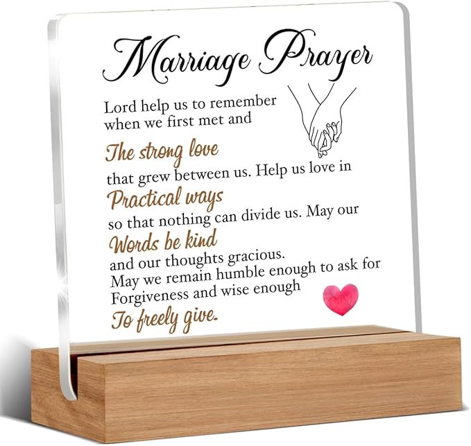 Wedding Gifts for Newlyweds, Bridal Shower Gift, Engagement Gifts for Couples, Marriage Prayer Home Decorative Signs Plaque for Desk