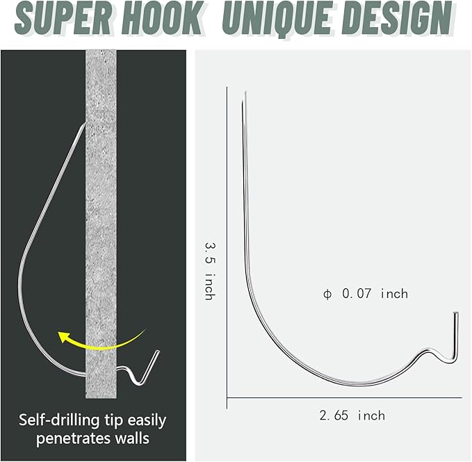 30pcs Super Hook Picture Hangers and Office Pack, Drywall Hooks for Hanging Pictures, Wall Hooks, Picture Hangers, Picture Hanging Kit，Hang Art, Clock, Shelves, Mirrors