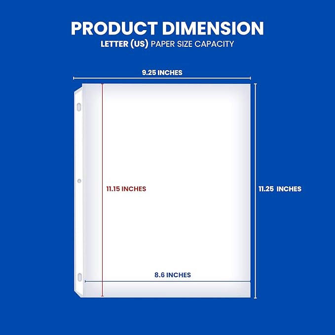 Performore 200-Pack Heavy Duty Sheet Protectors, 8.5x11, archival-Safe, high Clarity, Ink-Resistant, 3-Hole Punched—Perfect for organizing and Protecting documents.