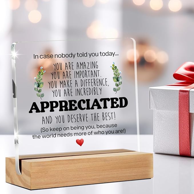 Inspirational Gift Ideas - Thank You Gifts for Women Men Friends - Appreciation Gifts for Coworker - Motivational Quote Clear Desk Sign Decor Home Office Desk Decor (4 x 4 Inches)