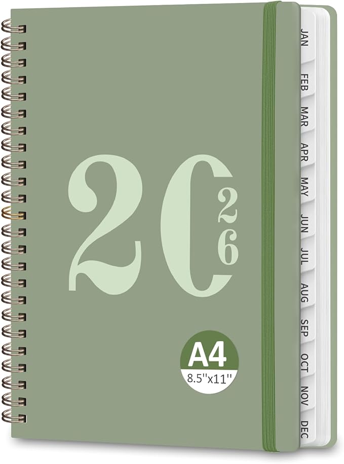 2026 Planner, Weekly and Monthly Calendar Agenda Book, Jan 2026 - Dec 2026, Hardcover Planning Academic Planner for Office School Supplies and Desk Accessories - Letter Size (8.5'' x 11'')