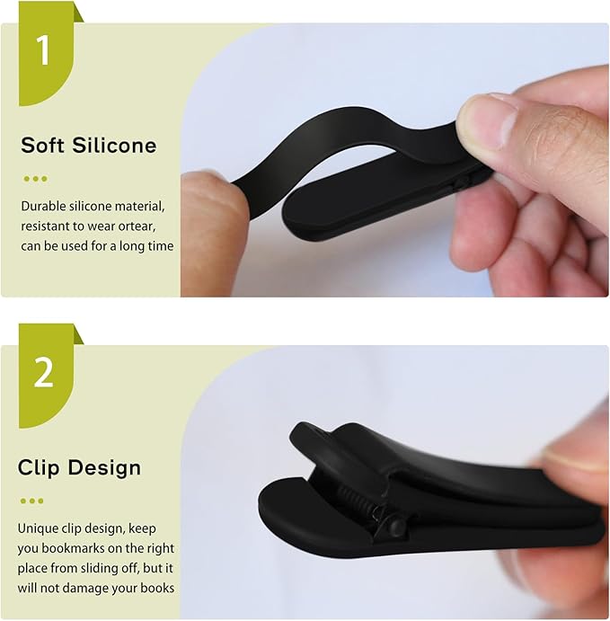SMUK 4pcs Silicone Bookmarks - Automatic Page Markers for Reading Lovers, Unique Book Marks Clip for Book Lovers