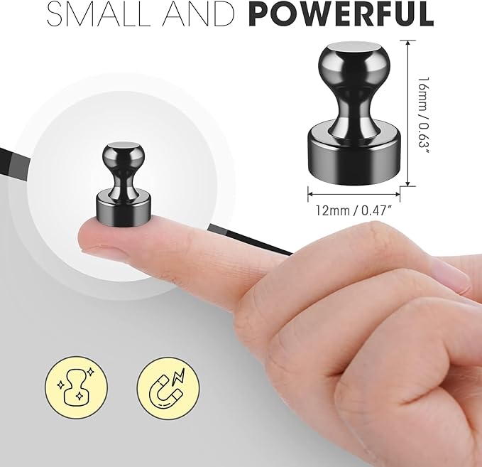 Grtard 16 Pack Magnetic Push Pins, Fridge Magnets for Whiteboard, Whiteboard Magnets Refrigerator Magnets, Small and Strong Push Pin Magnet for Office, School, Locker, and Map Magnet